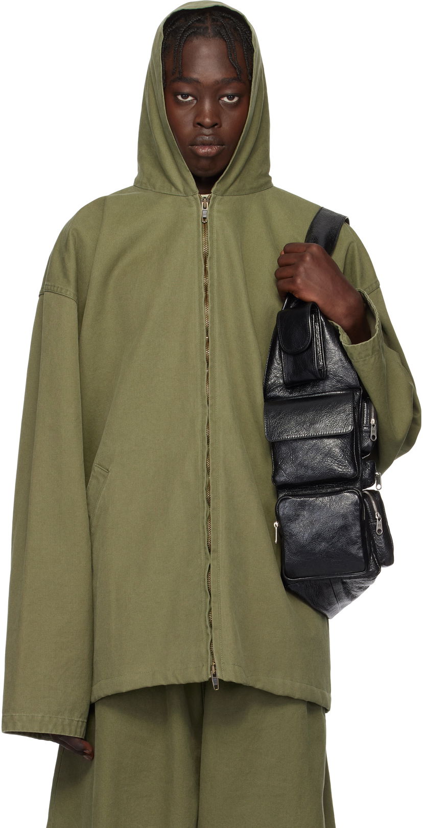 Pulover Balenciaga Balenciaga Hooded Zip-Up Jacket Zelena | 808823TRP103420