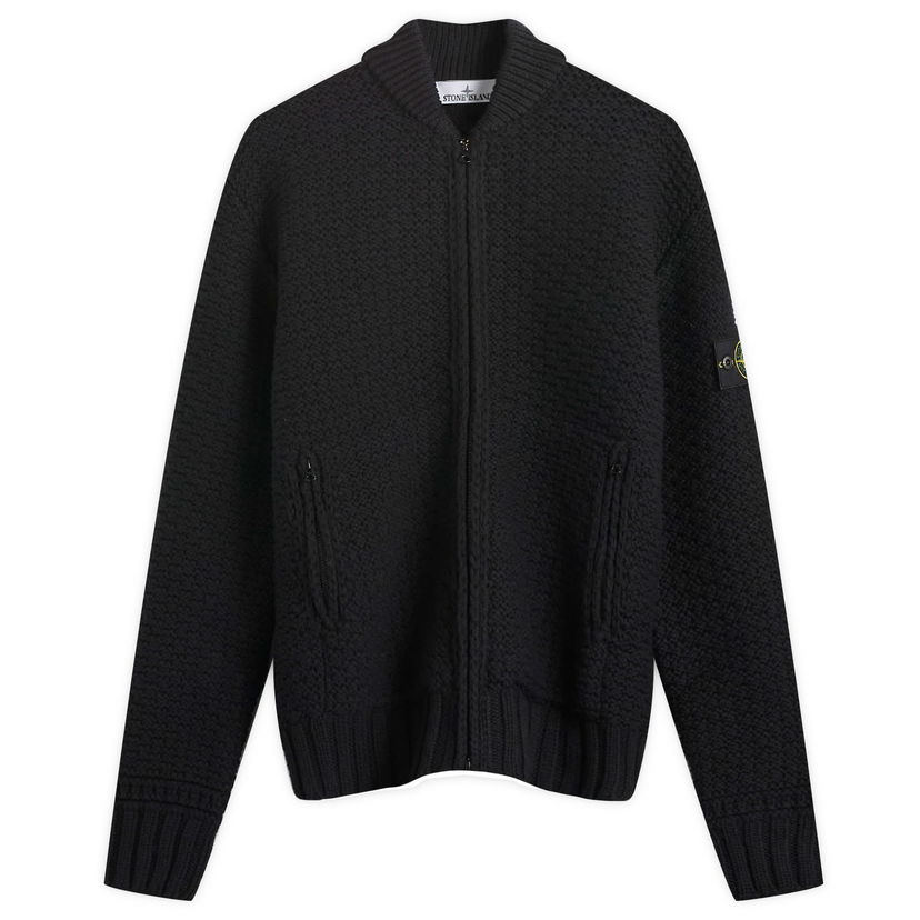 Bomber jakna Stone Island Pure Wool Knitted Full-Zip Bomber Jacket Črna | K2S155100055-V0029