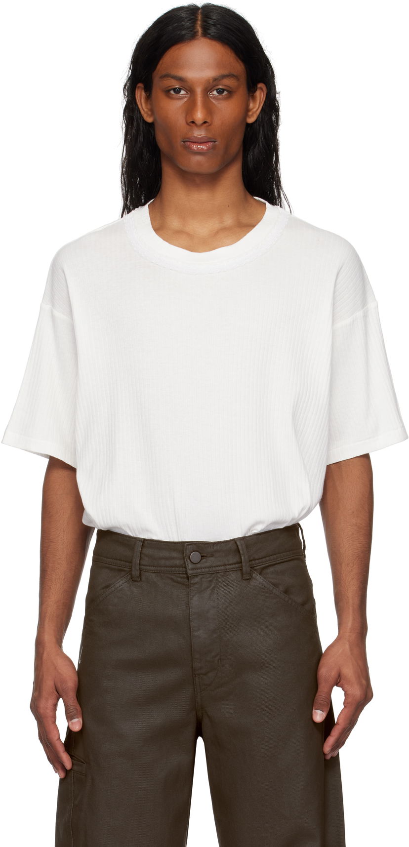 Majica Bode Bode Beaded Salt Marsh T-shirt Bela | MRS25CS031