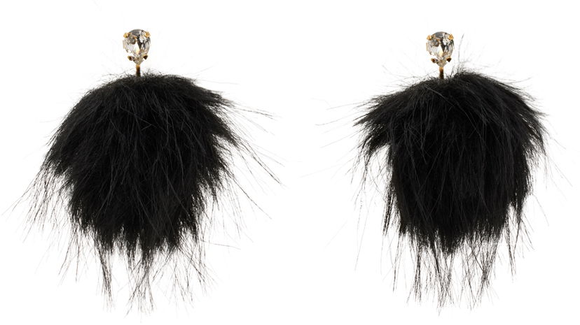 Uhani Simone Rocha Simone Rocha Crystal Stud Pompom Earrings Črna | ERG505 1090