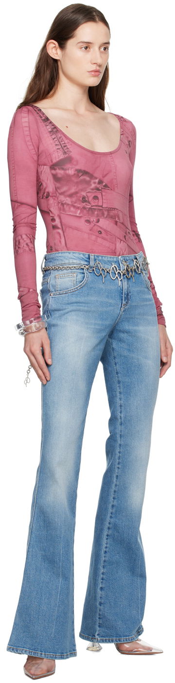 Kavbojke Blumarine Blumarine Five-Pocket Flare Jeans Modra | P422J127A, 3
