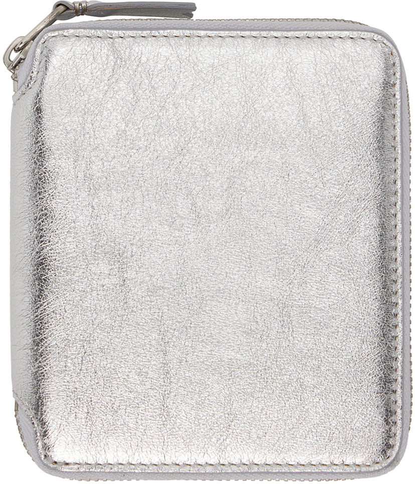 Denarnica Comme des Garçons Silver Leather Wallet Kovinski | SA2100G