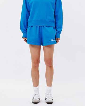Kratke hlače Sporty & Rich Cursive Logo Embroidered Disco Short Modra | SH853RB, 1