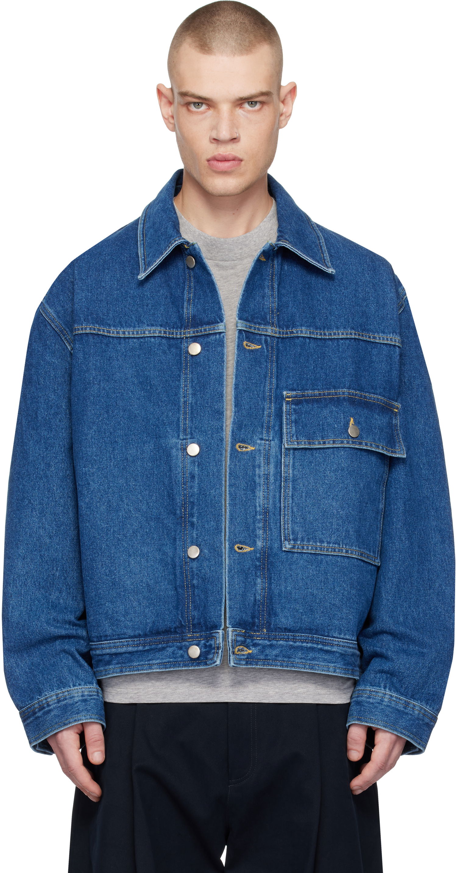 Jakna Studio Nicholson Studio Nicholson Petar Denim Jacket Modra | PETAR SNM-1079, 0