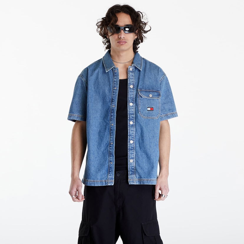 Srajce Tommy Hilfiger Denim Short Sleeve Overshirt Mid Indigo Modra | DM0DM18957 1A4