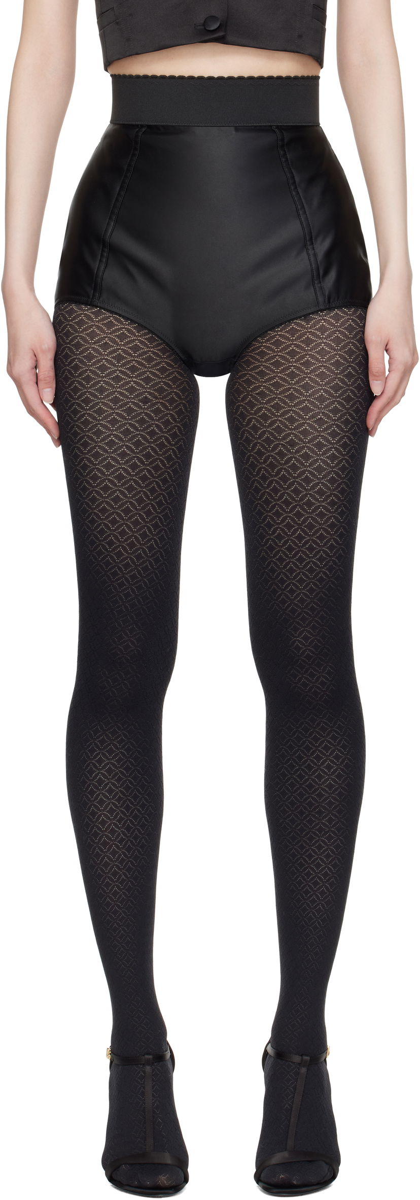Nogavice Dolce & Gabbana Dolce&Gabbana Marquisette High-Waisted Shorts Črna | FTAG1T GDCMX