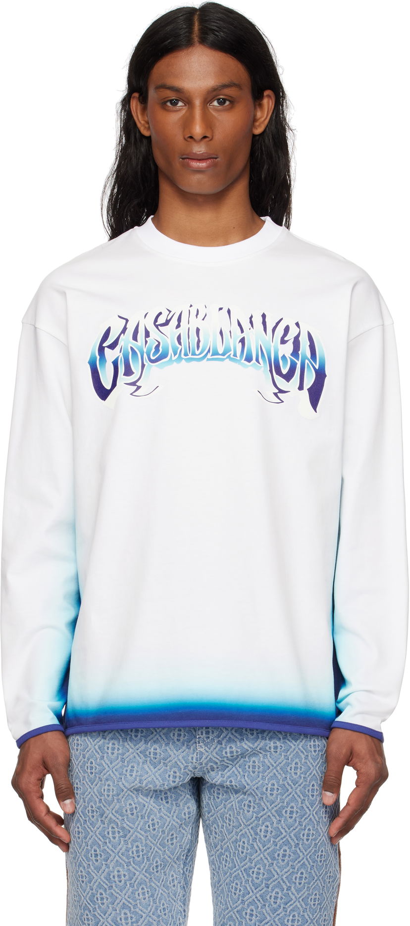 Pleteni pulover Casablanca Casablanca Fade Long Sleeve T-Shirt Bela | MS25-JTP-350-02