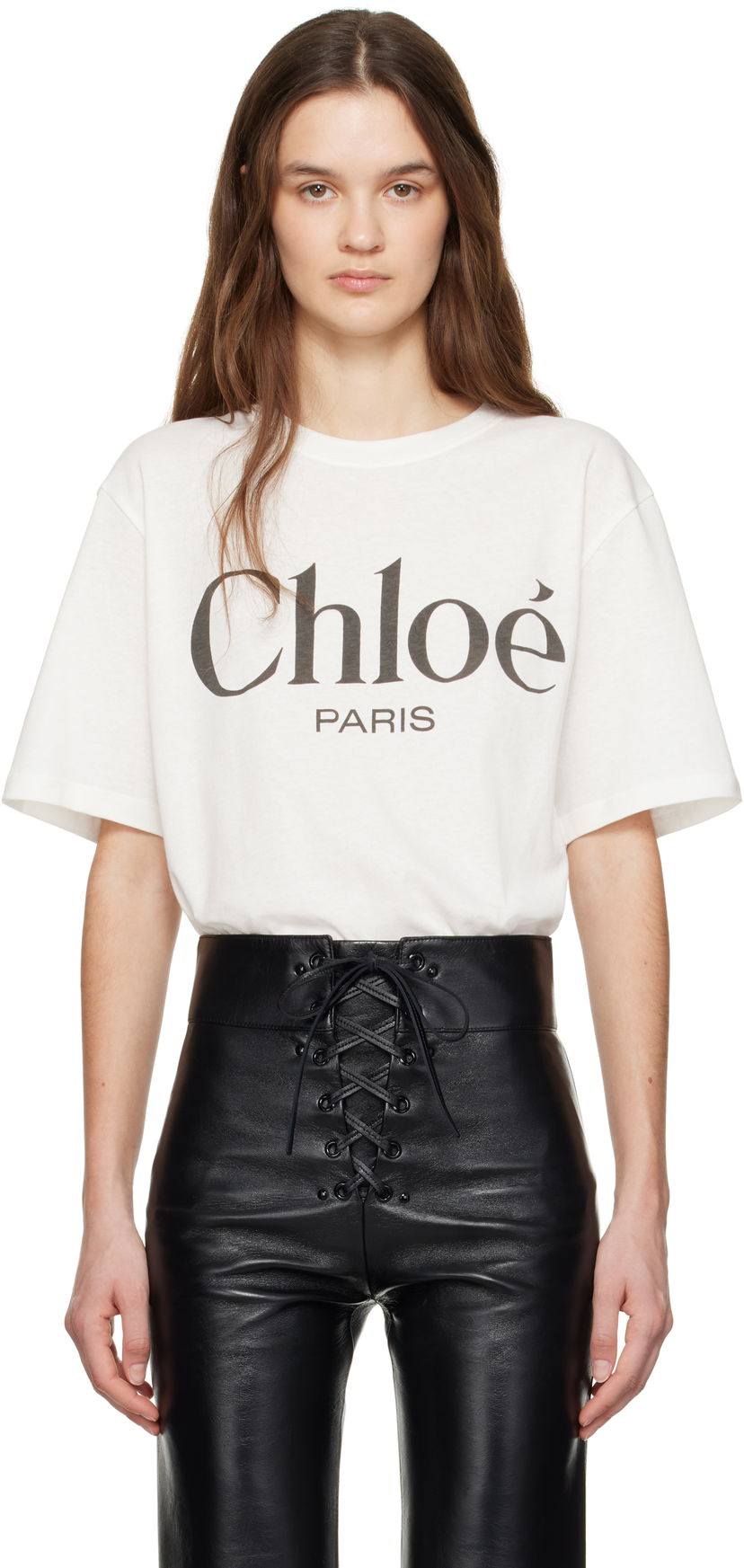 Majica CHLOÉ Chloé Oversized Logo T-Shirt Bela | CH25SJH20191