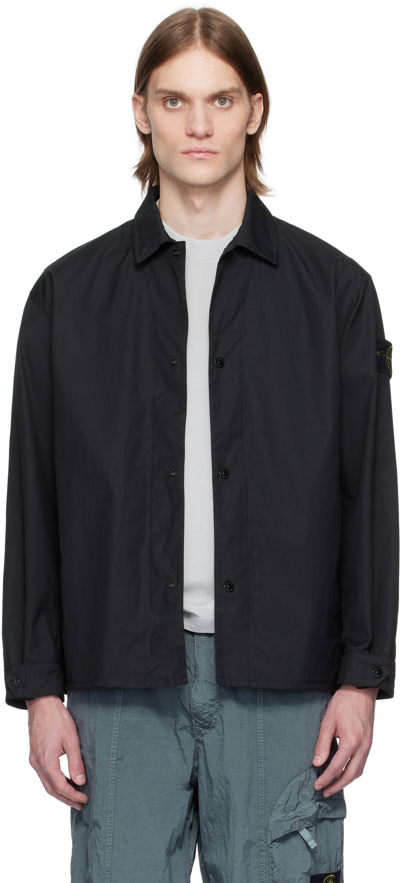 Vetrovka Stone Island Stone Island Supima Cotton Canvas Overshirt Črna | K1S15 1200013 S0011