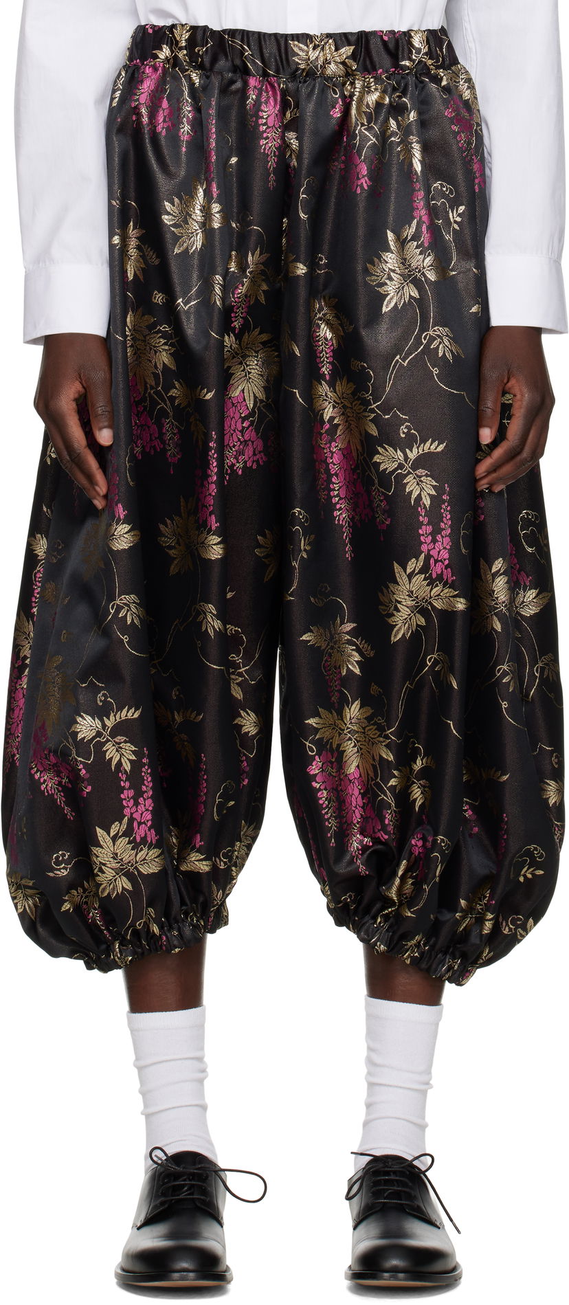 Kratke hlače Comme des Garçons Comme des Garçons Jacquard Bloom Balloon Trousers Črna | RO-P003-051-1