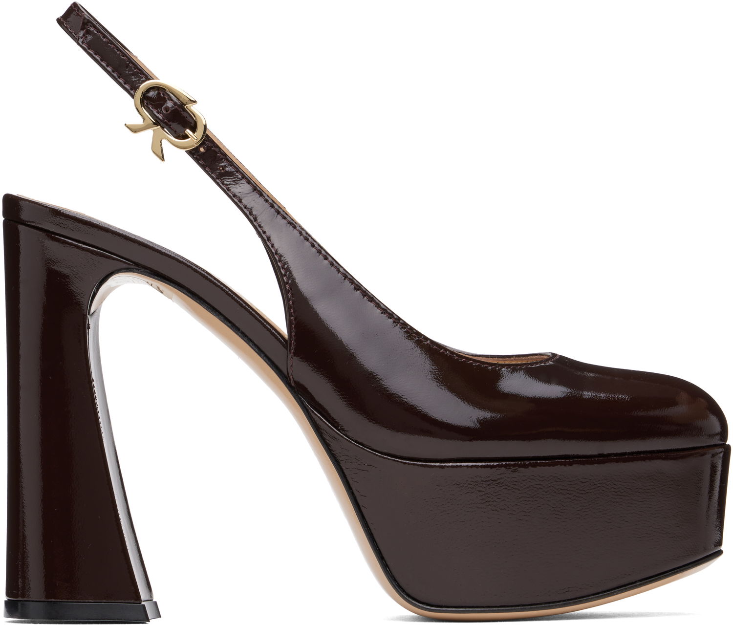 Superge in čevlji Gianvito Rossi Bessie Slingback Platform Heels Rjava | G95569-70RIC-NUI, 0