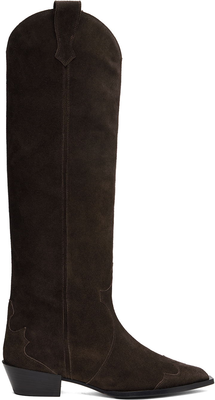 Obleke Aeyde Aeyde Aruna Suede Cowboy Tall Boots Rjava | A11-KB-ARUP40CH117-FW24-953-022