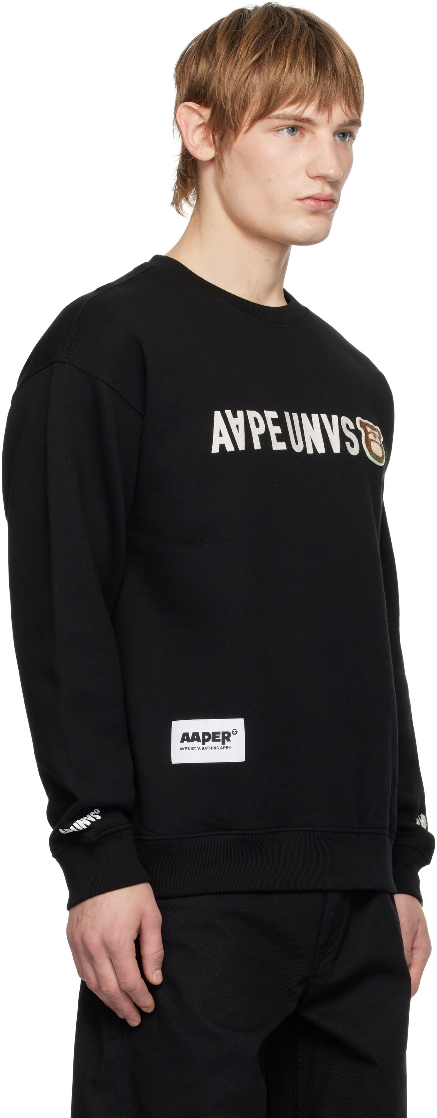 Pulover AAPE by A Bathing Ape AAPE by A Bathing Ape 'AAPER' Crewneck Sweatshirt Črna | AAPSWMB379XXNBKX, 1