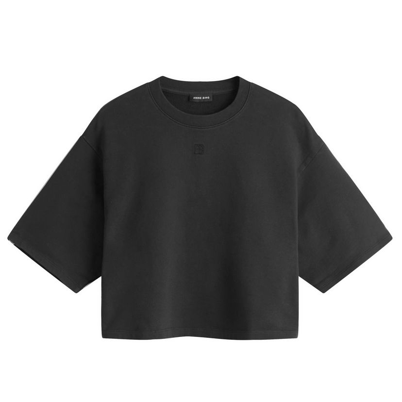 Krop-top Anine Bing Anine Bing Myers Cropped T-Shirt, Size Large Črna | A-08-11442-BLK41