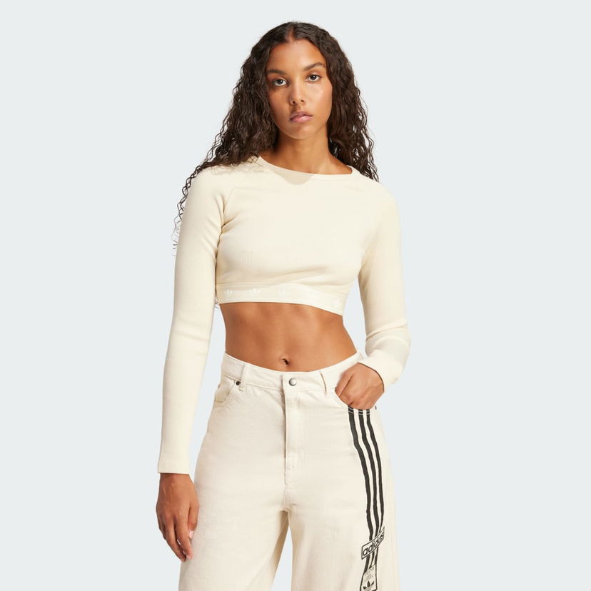Krop-top adidas Performance Women's Ribbed Crop Top Bež | JD0013