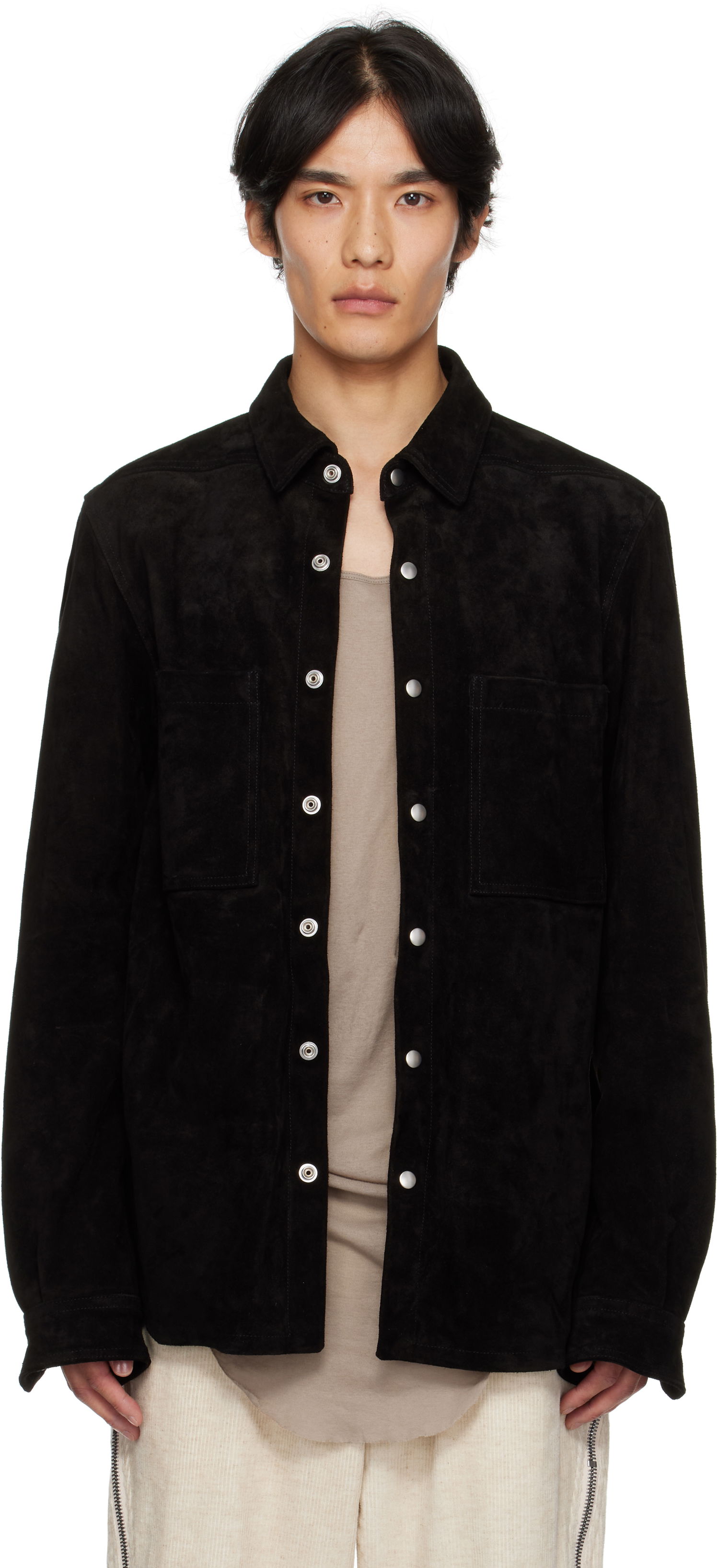 Jakna Rick Owens Rick Owens Concordians Suede Overshirt Črna | RU02E1744 LCS, 0