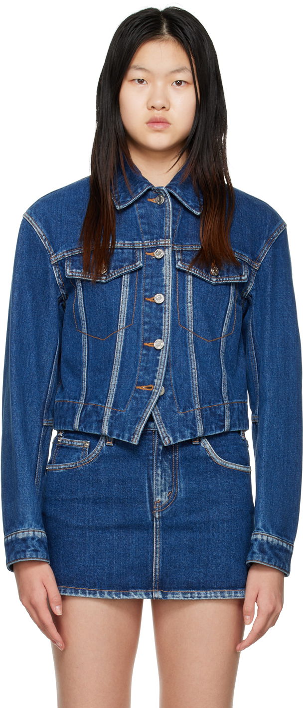 Jakna We11done We11done V-Line Denim Jacket Modra | WD-DJ3-22-330-W-BL