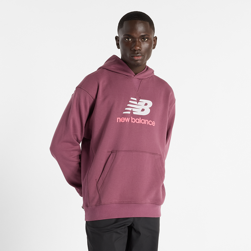 Pulover New Balance Essentials Stacked Logo Hoodie Bordo | NBMT51512FDP