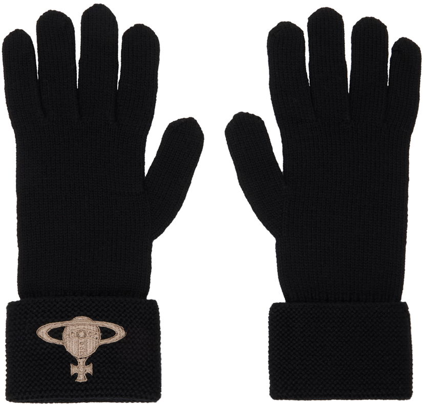 Rokavice Vivienne Westwood Embroidered Orb Gloves Črna | 8202002M-K002S-OL