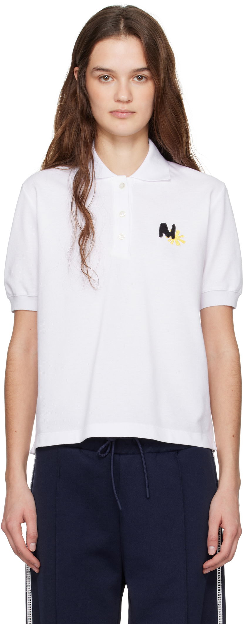 Polo majica MSGM MSGM Logo Patch Polo Bela | 3841MDM80 257137