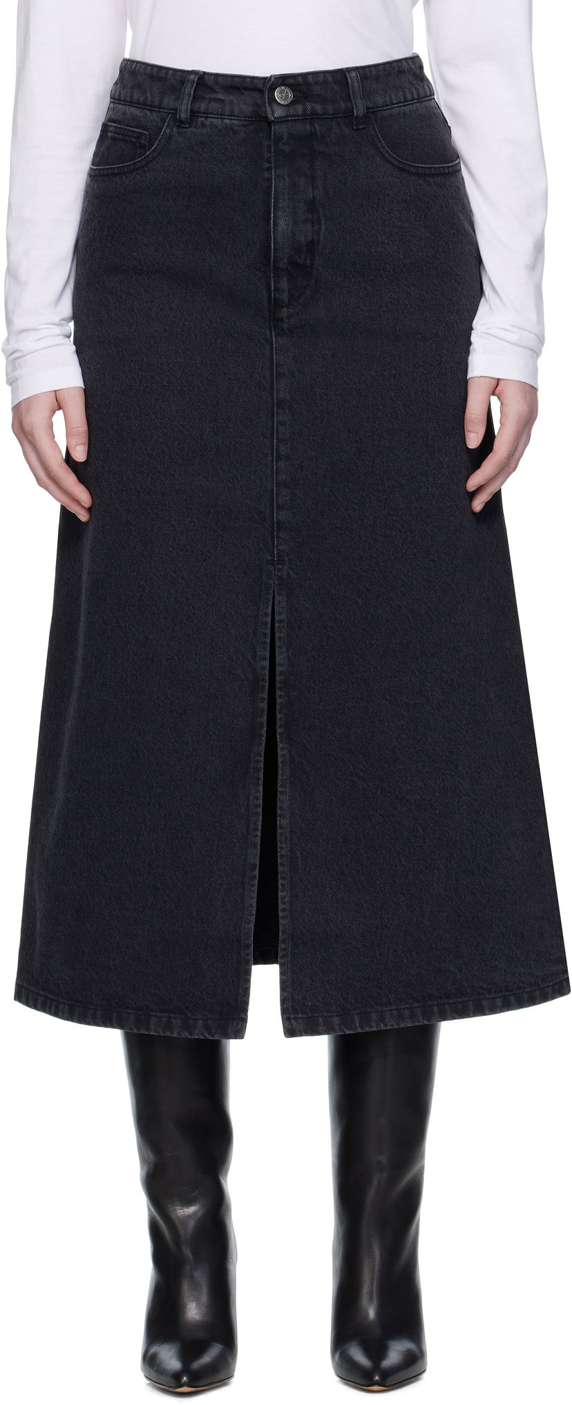 Krila A.P.C. A.P.C. Georgia Denim Midi Skirt Črna | COHDK-F06423