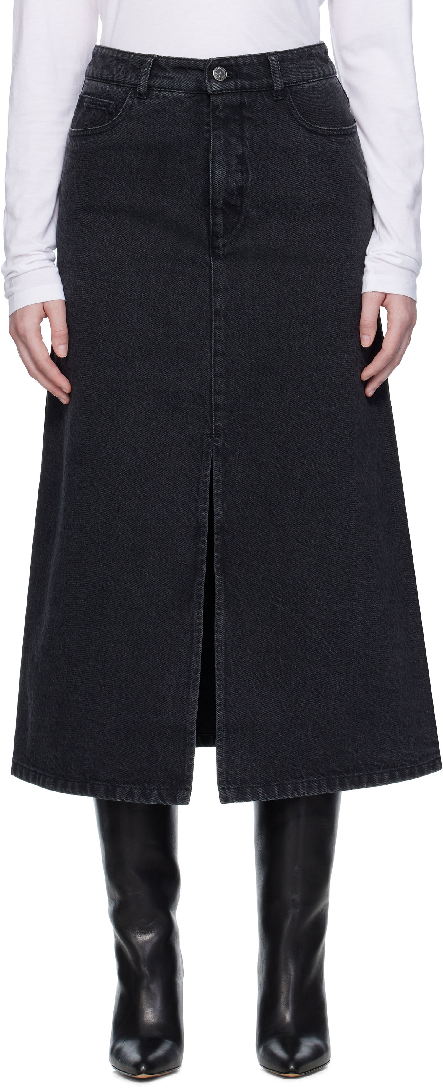 Krila A.P.C. A.P.C. Georgia Denim Midi Skirt Črna | COHDK-F06423, 0