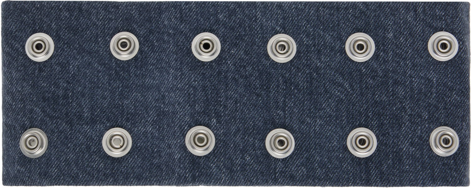 Ogrlica Rick Owens DRKSHDW Concordians Strobe Denim Snap Button Neck Band Choker Mornarica | DA02E7475 DGY, 0