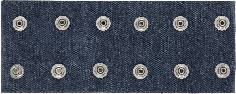 Ogrlica Rick Owens DRKSHDW Concordians Strobe Denim Snap Button Neck Band Choker Mornarica | DA02E7475 DGY