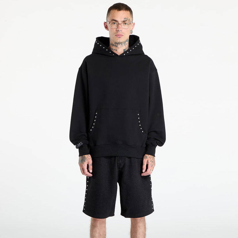 Pulover Pleasures PLEASURES Daft Club Lucky Studded Hoodie Črna | P25DP004-BLACK