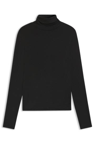Pleteni pulover BOSS Stretch Jersey Rollneck Long-Sleeve Top Črna | 50548098