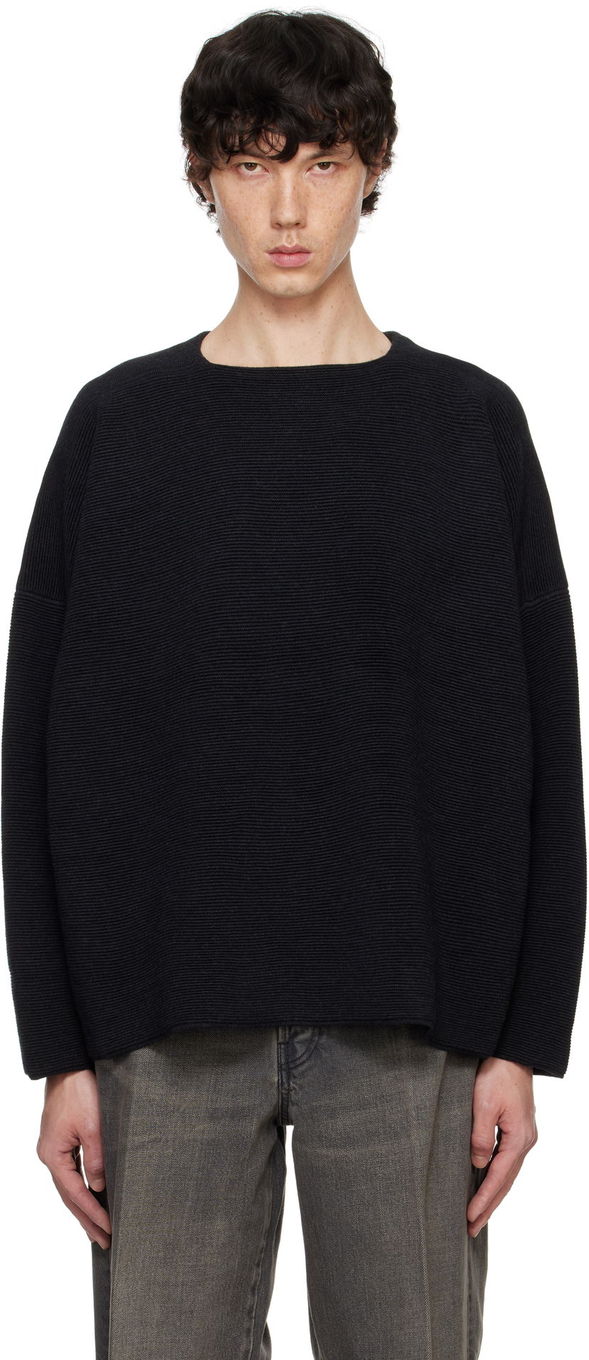 Pleteni pulover Fear of God Straight Neck Sweater Črna | FG820-2302MER