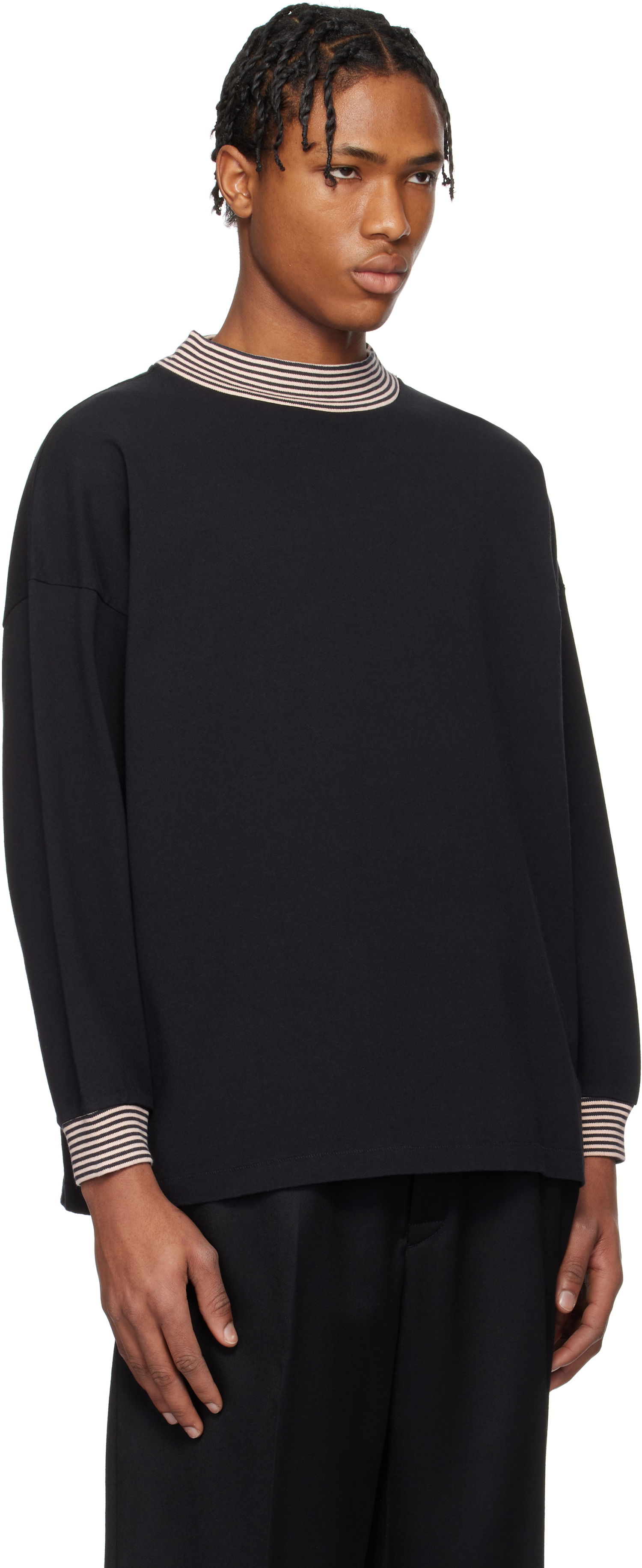 Pleteni pulover Bode Bode Duotone Mockneck Top Črna | MRS25CS047, 1