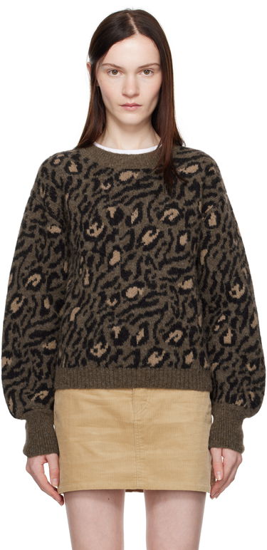 Pleteni pulover A.P.C. Leopard Print Crewneck Knit Sweater Zelena | WPAAO-F23337, 0