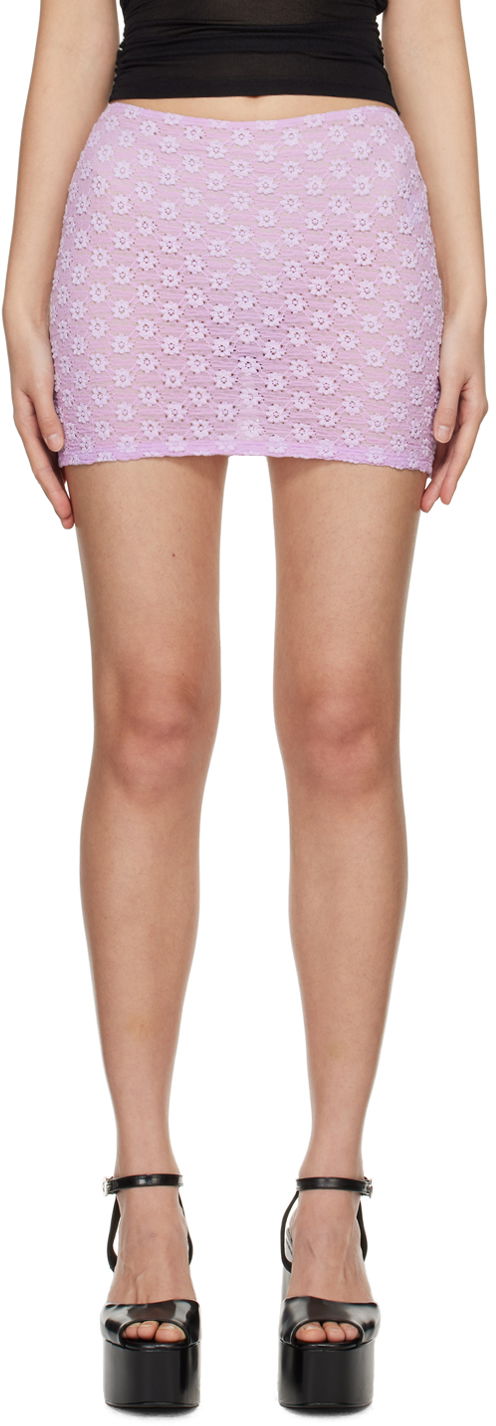 Krila BY FAR BY FAR Rubi Floral Crochet Miniskirt Lila | 24CRRMSSKLLSTRL, 0