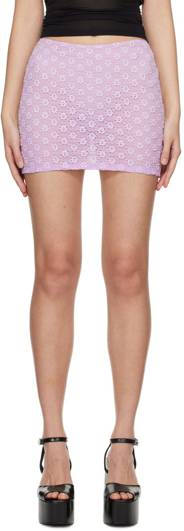Krila BY FAR BY FAR Rubi Floral Crochet Miniskirt Lila | 24CRRMSSKLLSTRL, 0