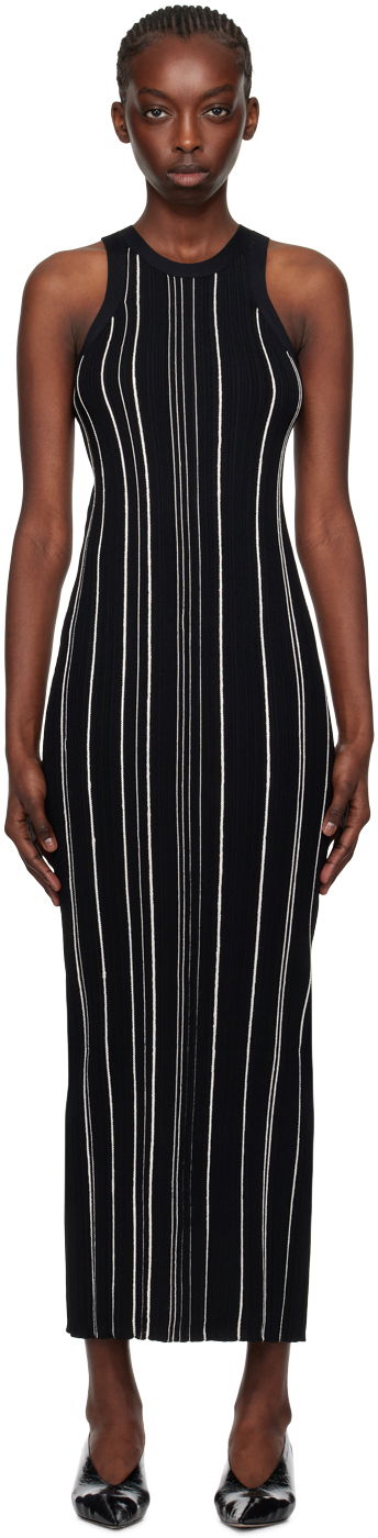 Obleke TOTEME TOTEME Braid Rib Tank Midi Dress Črna | 242-WRD2305-YA0044