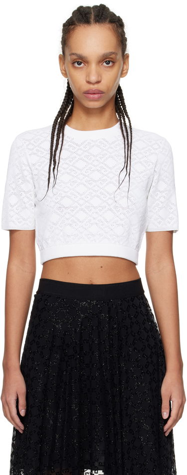 Krop-top Givenchy Givenchy Monogram 72 Jacquard Cropped Sweater Bela | BW90TT4ZPN100, 0