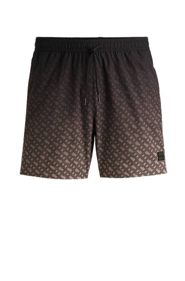 Kopalke BOSS Degradé Monogram Print Swim Shorts with Logo Badge Črna | 50534343