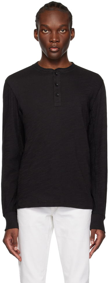 Majica rag & bone Flame Long Sleeve Henley Črna | M000T676G, 0
