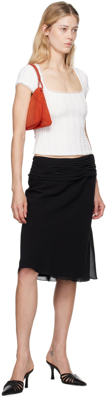 Krop-top GUIZIO Guizio Zera Square Neck Textured Knit Top Bela | P24107K064, 3