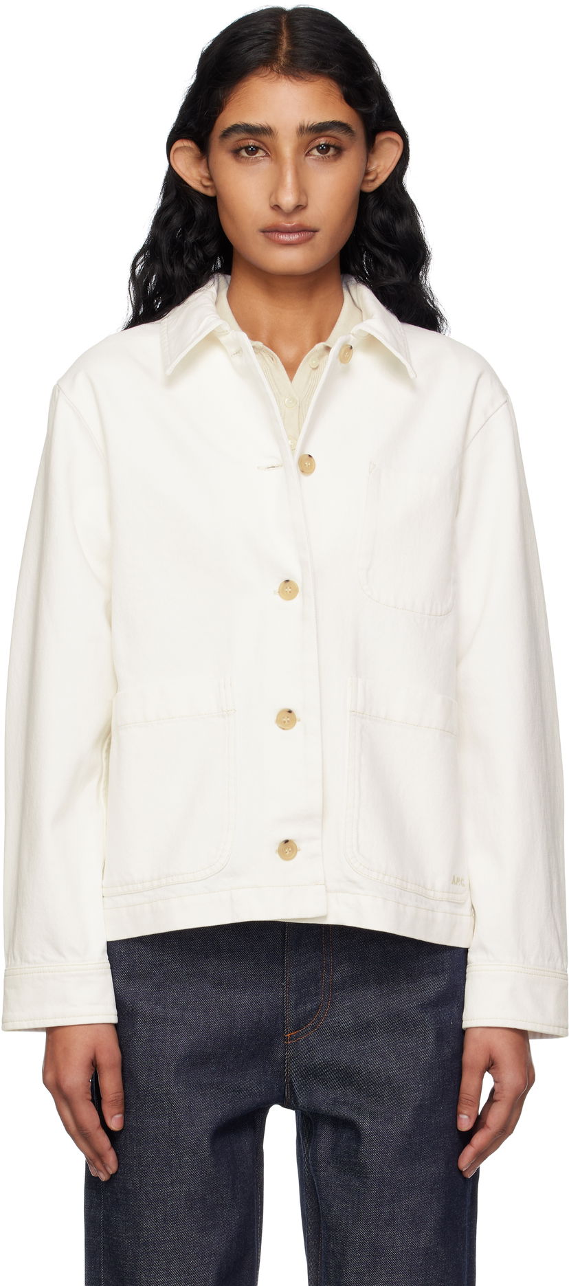 Jakna A.P.C. A.P.C. Nikkie Denim Jacket Bela | COGZV-F02937