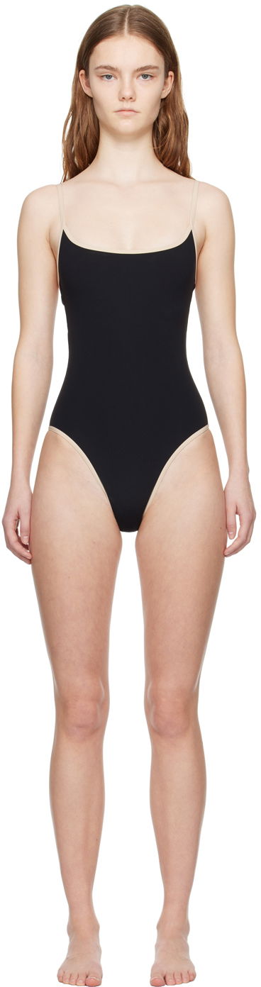Kopalke TOTEME TOTEME Stripe Edge One-Piece Swimsuit Črna | 241-WSW1031-FB0097