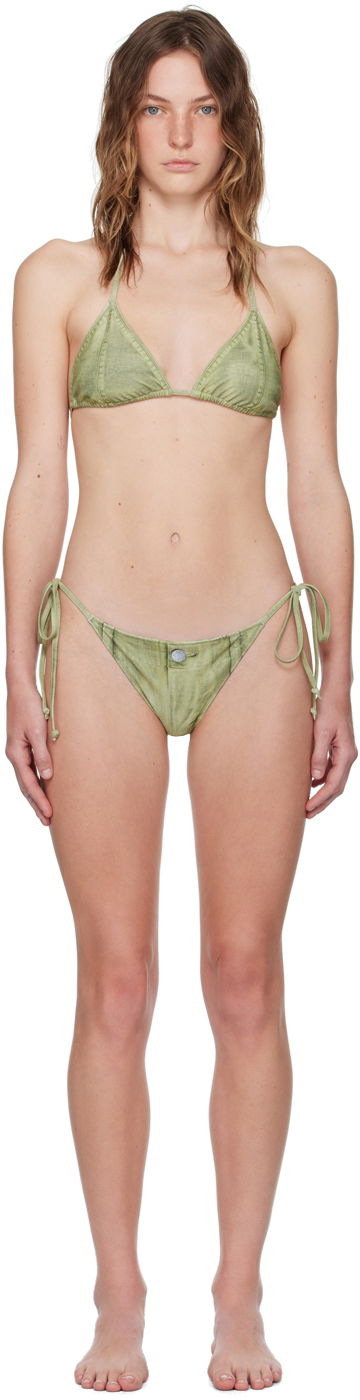 Kopalke Acne Studios Green Printed Bikini Zelena | AJ0014-
