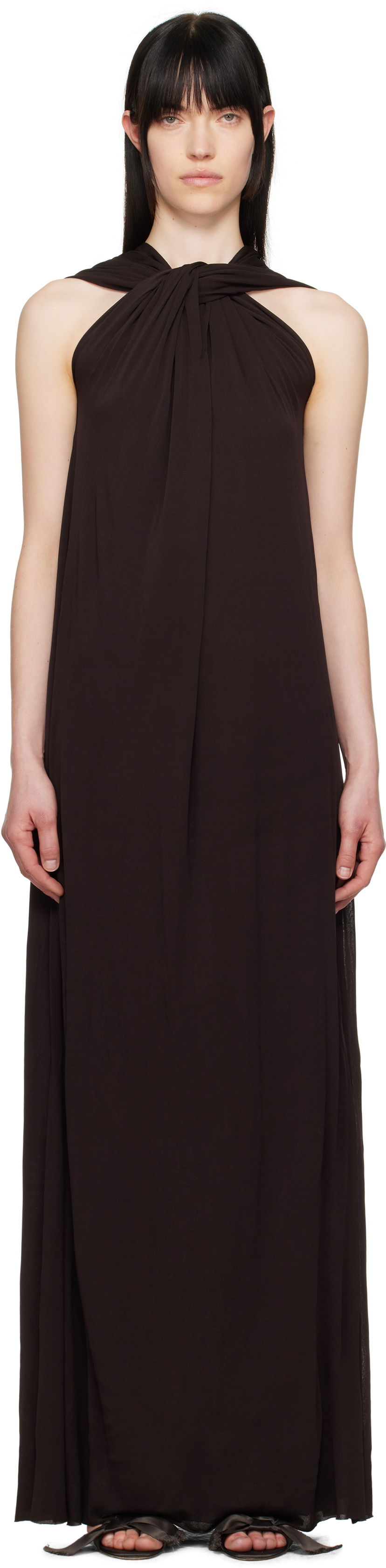 Obleke Jil Sander Jil Sander Draped Maxi Dress Rjava | J02CT0473_J20041