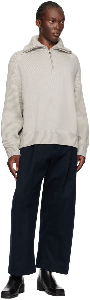 Pleteni pulover Studio Nicholson Studio Nicholson Level Half-Zip Knit Sweater Siva | LEVEL SNM - 1231, 3