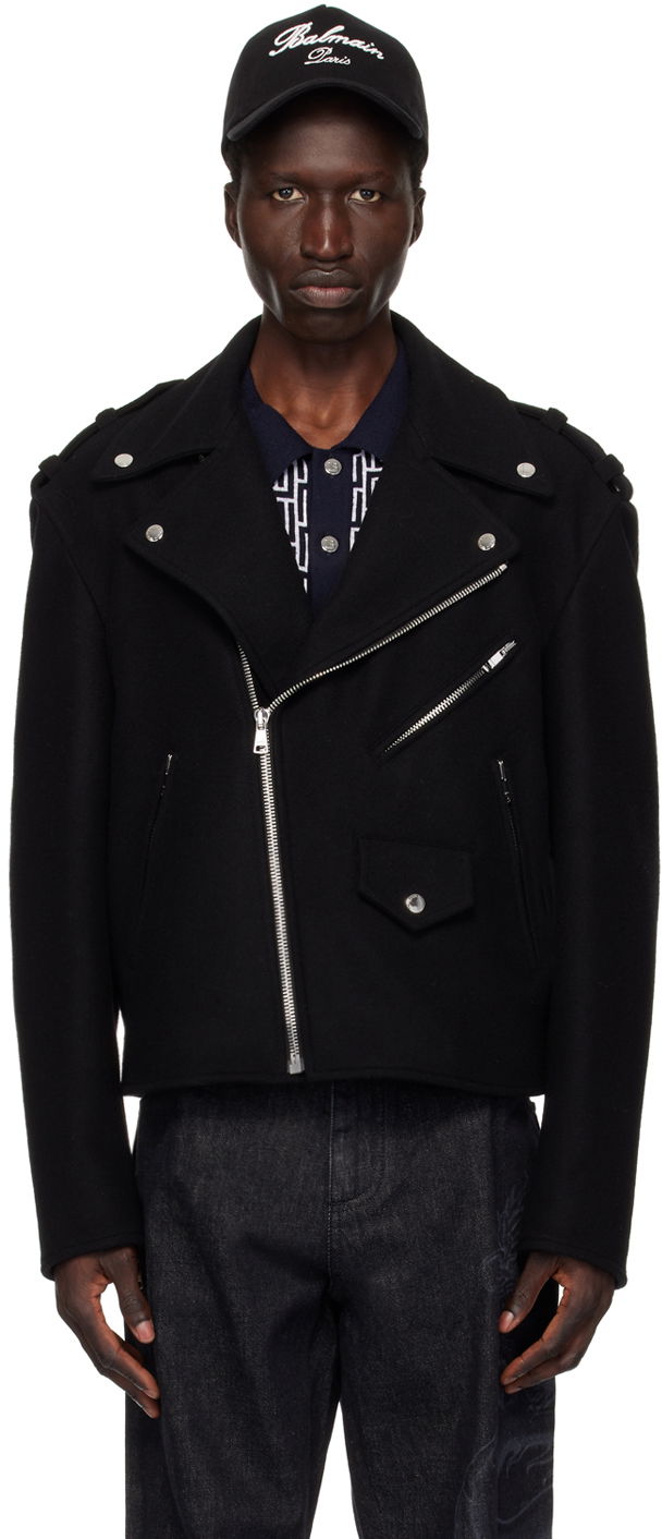 Jakna Balmain Black Biker Jacket Črna | DH1TD512WC68