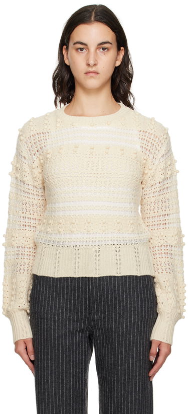 Pleteni pulover rag & bone Striped Crocheted Sweater Bež | WAS23F046LV46, 0