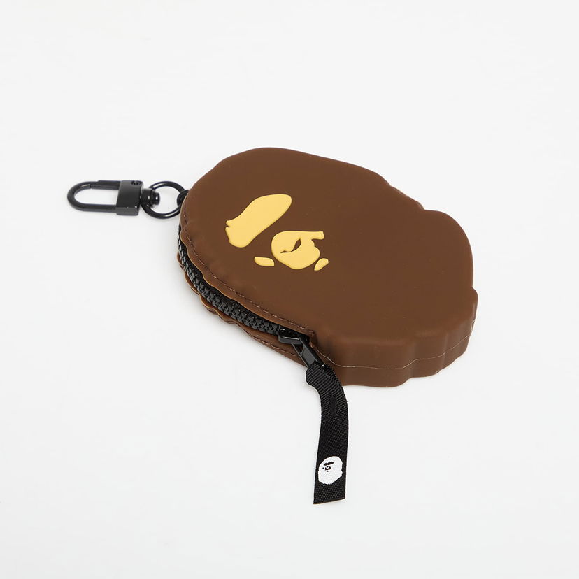 Denarnica BAPE Ape Head Silicone Zippered Coin Case with Carabiner Rjava | 001SGL801011MBRW