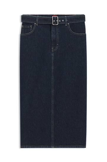 Krila BOSS Buckled Belt Midi Denim Skirt Modra | 50541495