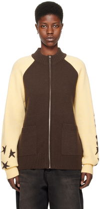 We11done Zip-Up Star-Intarsia Cardigan